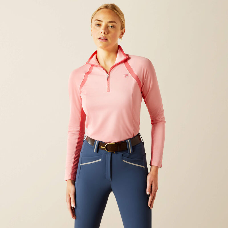 Boomerang Equestrian - Ariat Ladies 1/4 Zip 3.0 Sunstopper Flamingo Pink