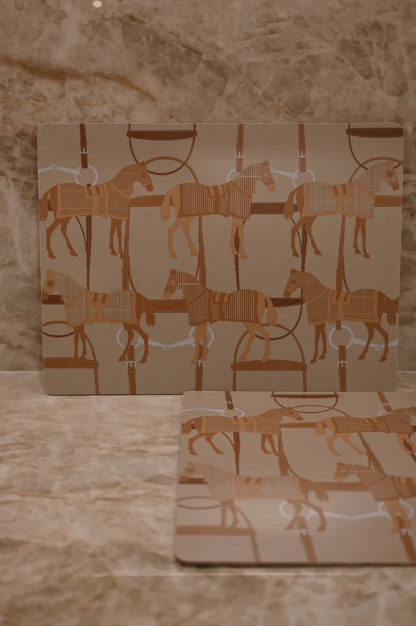 Boomerang Equestrian - Adamsbro Table Mats 6 Horses Beige