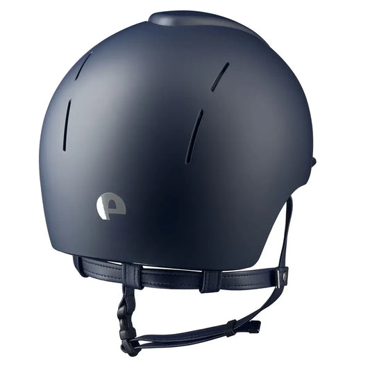 Dark blue helmet with a visible brand logo on a white background