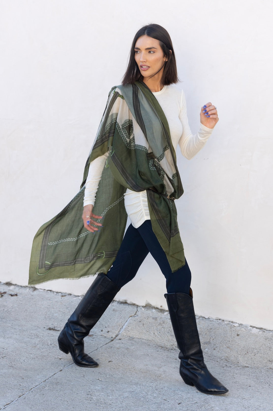 Adamsbro Cashmere Scarf Horse Green