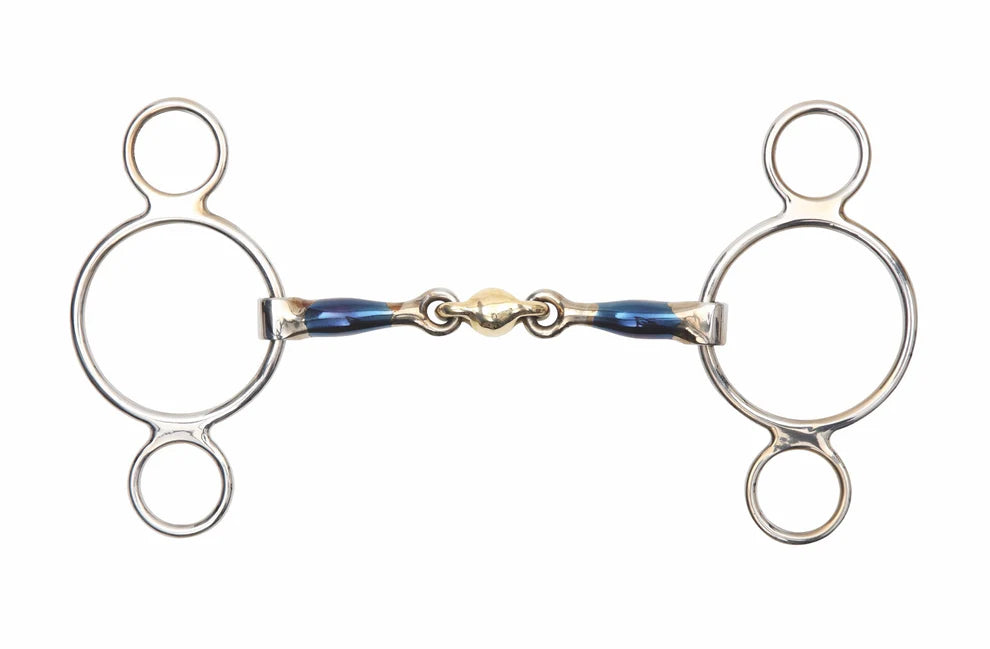 Boomerang Equestrian - Shires Blue Sweet Iron Two Ring Gag With Lozenge