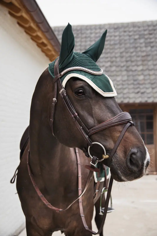 Boomerang Equestrian - Kentucky Fly Veil Wellington Velvet Contrast Pine Green