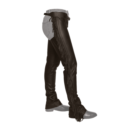 Long Artificial Leather Chaps With Fringes | Dy'on | Unique selling points cannot be determined due to insufficient product attribute details. — Image 2