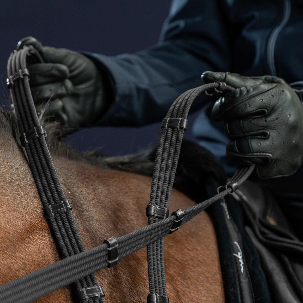 5/8" Web Reins With 9 Leather Loops | Dy'on | — Image 4