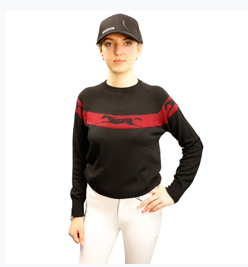 Boomerang Equestrian - Vestrum Linz Knitwear Round Neck Black/Ruby Wine