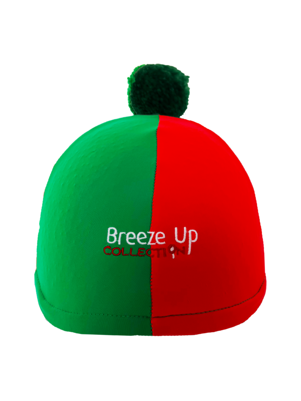 Boomerang Equestrian - Breeze Up Lycra Hat Cover With Bobbin Green & Red