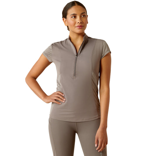 Boomerang Equestrian - Ariat Ladies Breathe Short Sleeved 1/4 Zip Baselayer Plum Grey