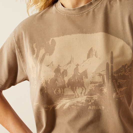 Boomerang Equestrian - Ariat Ladies Western Mural T-Shirt Washed Greige