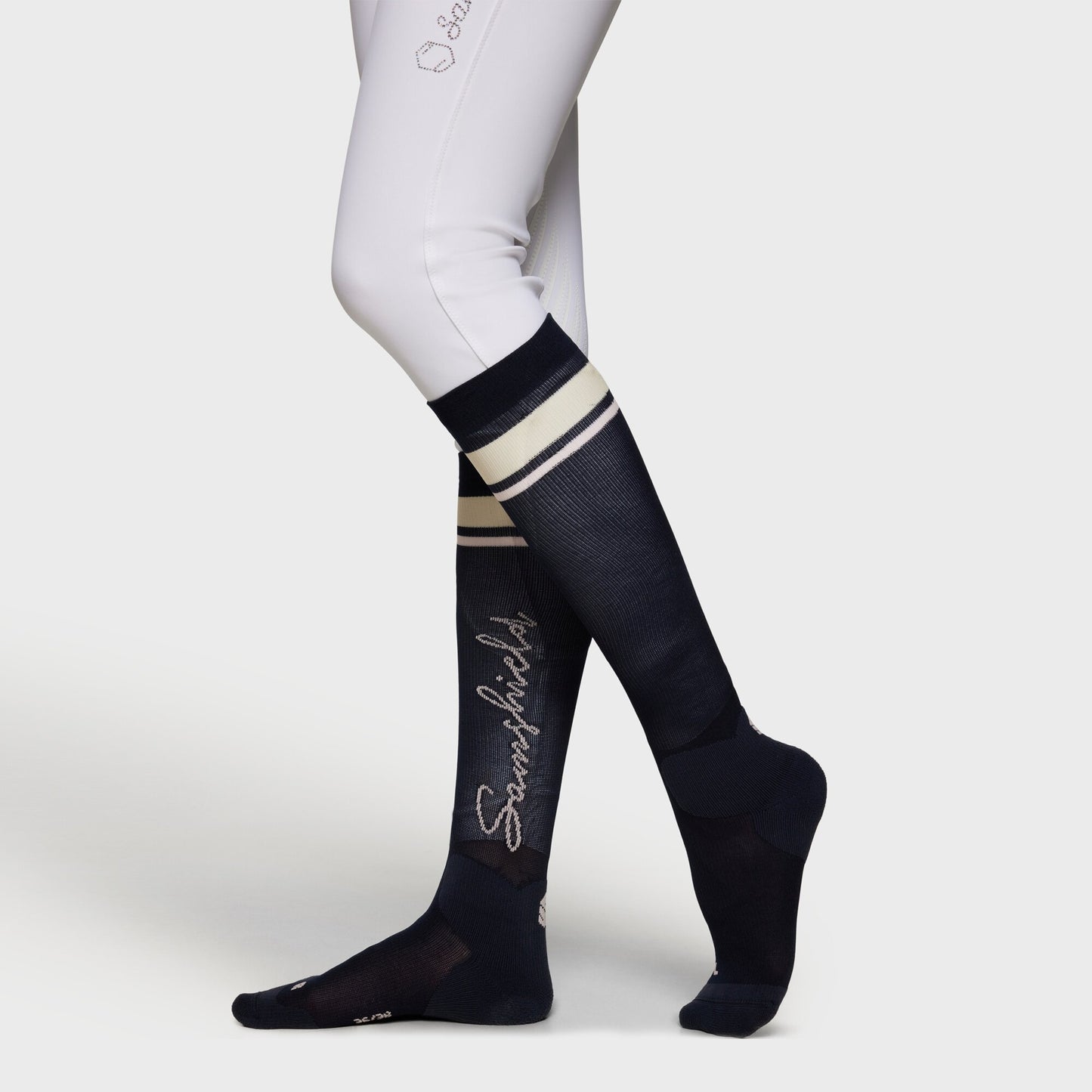 Boomerang Equestrian - Samshield Ladies Balzane Stripe Socks Navy/Rosa