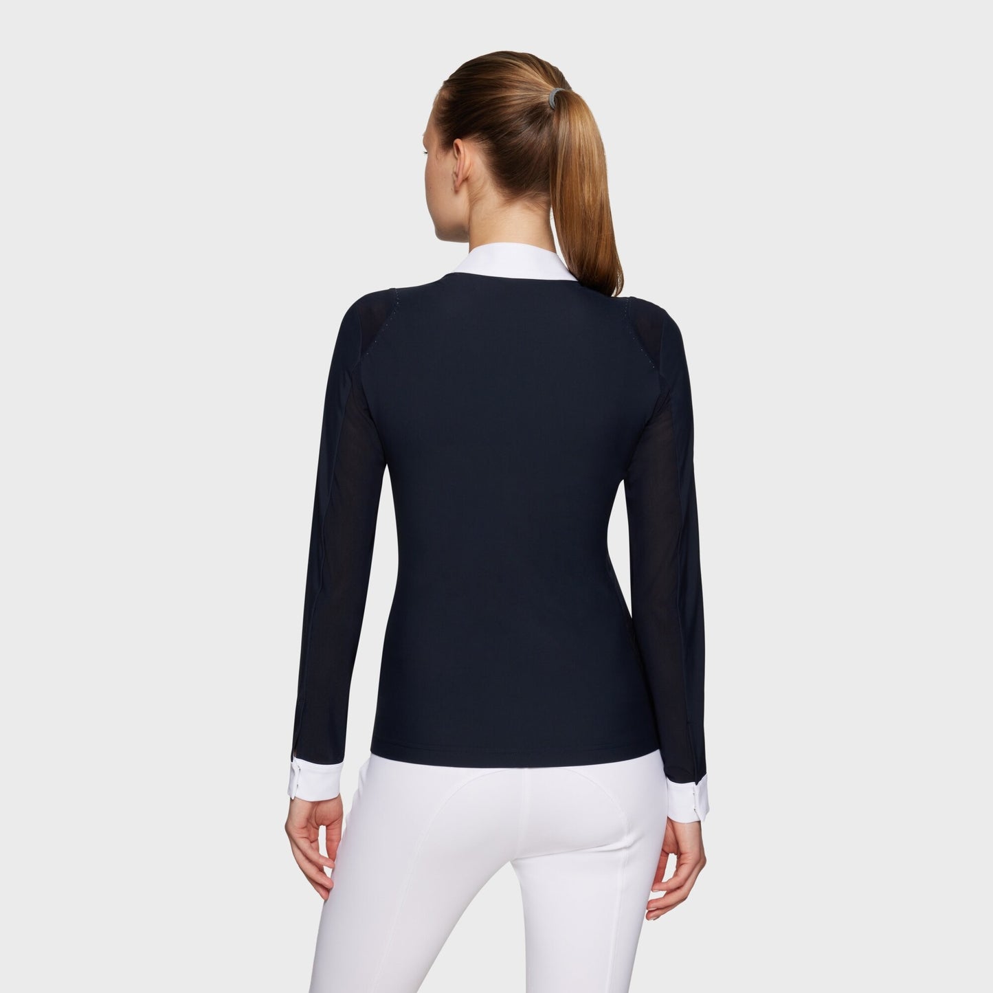 Boomerang Equestrian - Samshield Ladies Long Sleeved Competition Shirt Ysee Navy Mesh