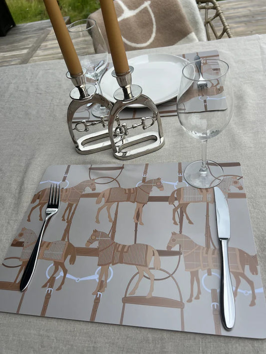 Boomerang Equestrian - Adamsbro Table Mats 6 Horses Beige