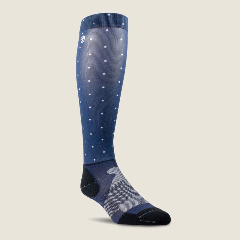 Boomerang Equestrian - Ariat Ladies AriatTEK Slim Printed Socks Navy Dot