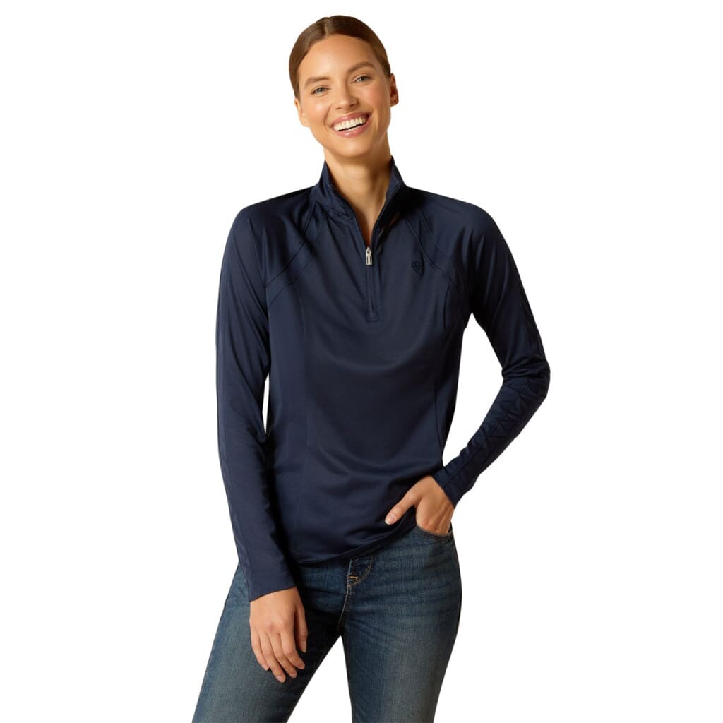 Boomerang Equestrian - Ariat Ladies Sunstopper 3.0 1/4 Zip Baselayer Navy
