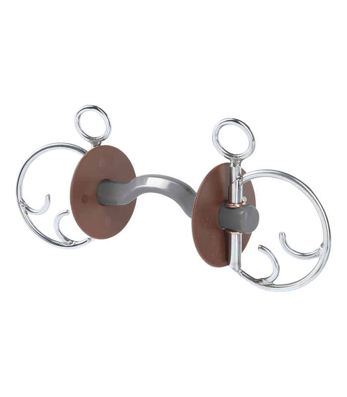 Horse bit with brown leather bits on a white background