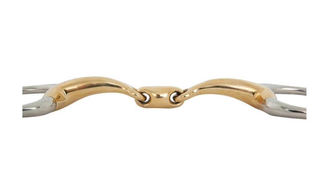 BR Double Jointed Eggbutt Soft Contact Curved Snaffle Bit 65 mm Rings