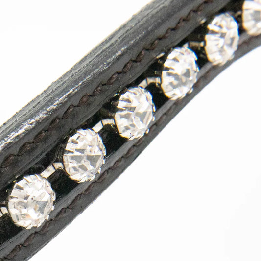 Close up of a diamante browband on a white background