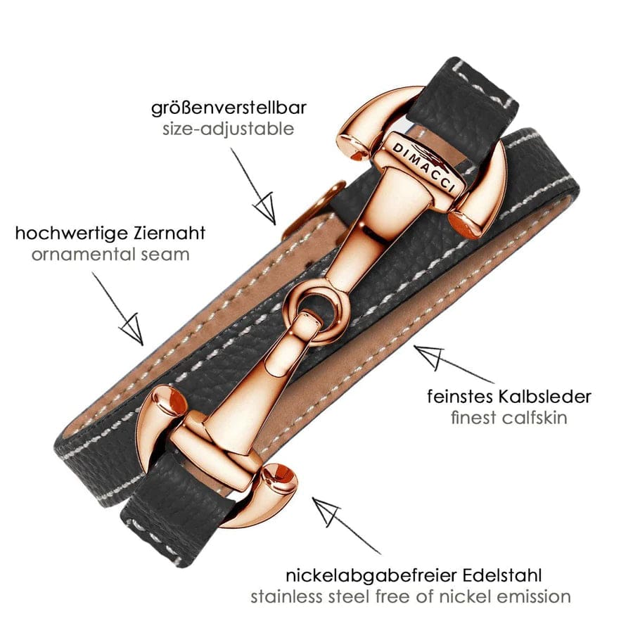 Boomerang Equestrian - Dimacci Ladies Alba Bracelet Black/Rose Gold Plated Clasp