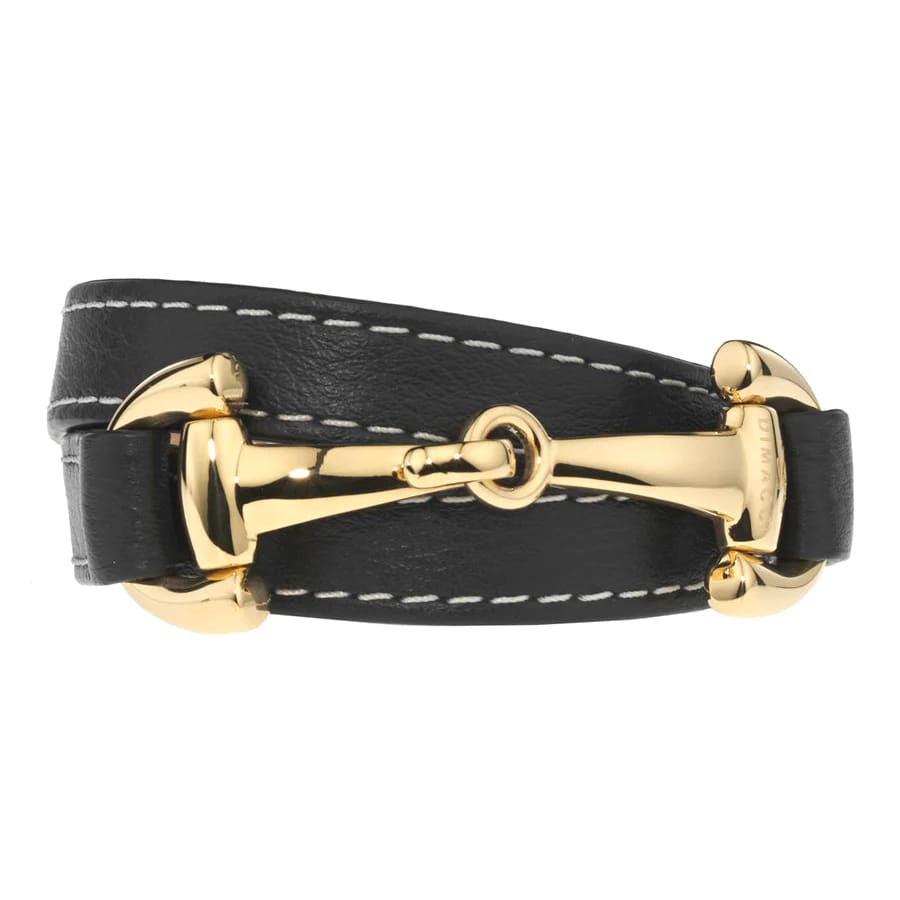 Boomerang Equestrian - Dimacci Ladies Burghley Leather Bracelet Black/Gold Clasp