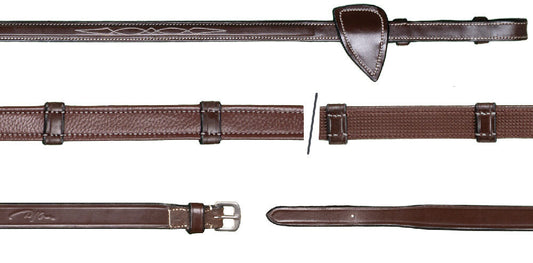 Brown leather belt with buckle on a white background
