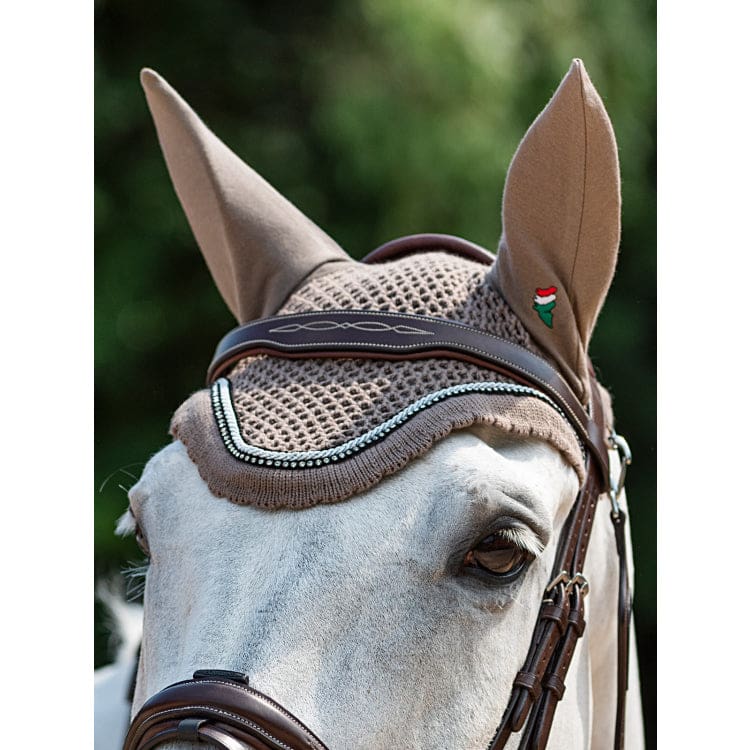 Boomerang Equestrian - Equiline Flat Browband BB0418 Shaped With Fancy Stitching Brown
