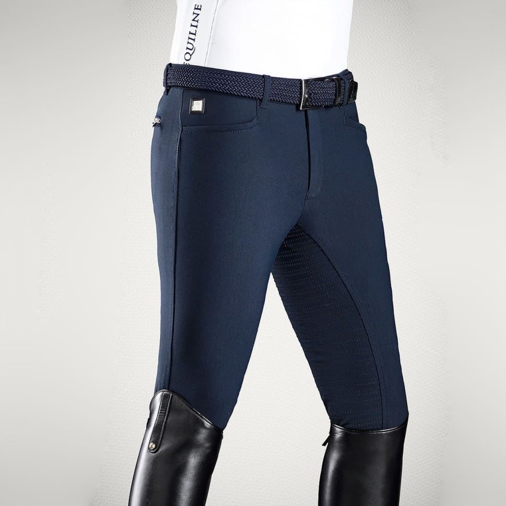 Boomerang Equestrian - Equiline Men's Full Grip Breeches Walnut Navy