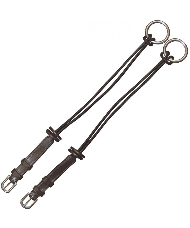 Two black leather strap accessories with silver metal rings and buckles, shown on a plain white background.