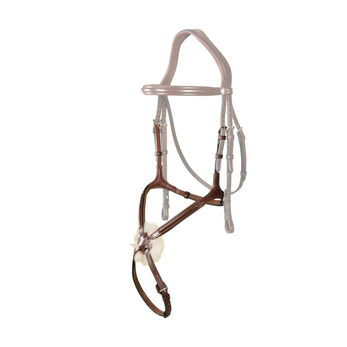 Noseband on a brown bridle