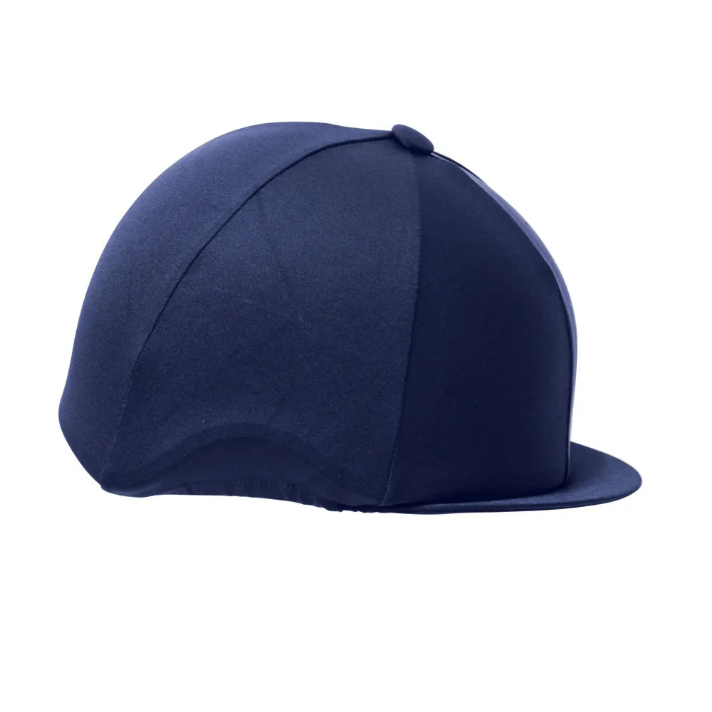 Navy blue riding helmet on a white background