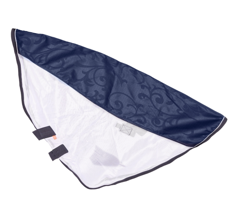 waterproof navy fly neck for horses on a with back round
