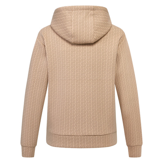 Patterned beige hoodie on a white background