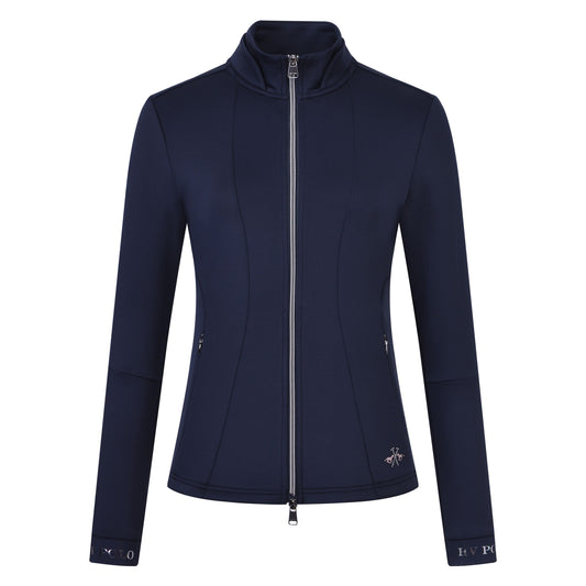 Navy full zip sweatshirt on a white background