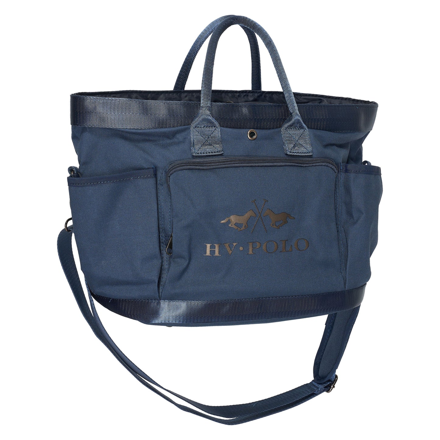 Navy HV Polo grooming bag on a white background