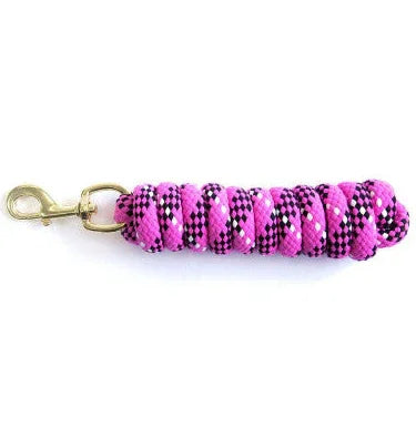 raspberry lead rope with patterned design on a white background