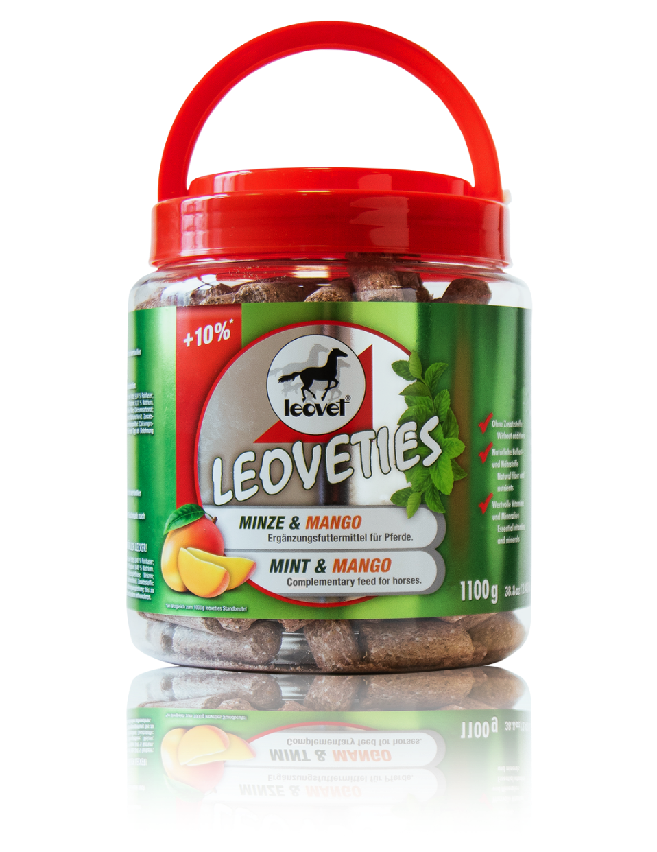 Tub of Leoveties Mint & Mango on a white background