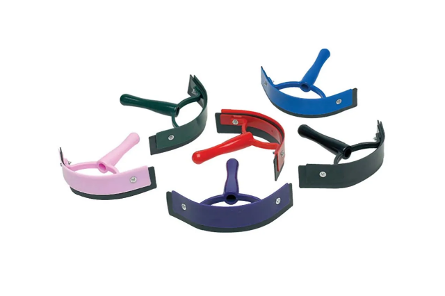 Set of colorful sweat scrapers on a white background