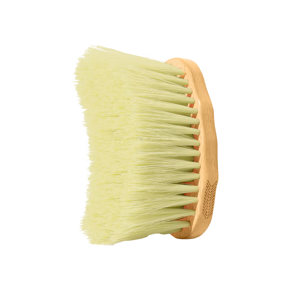 Wooden brush with green bristles on a white background