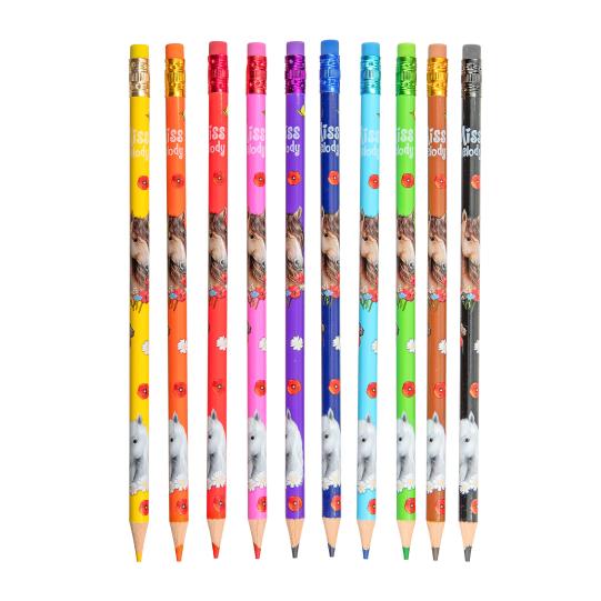 Set of 10 colourful pencils