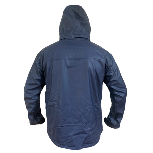 Blue raincoat on a white background
