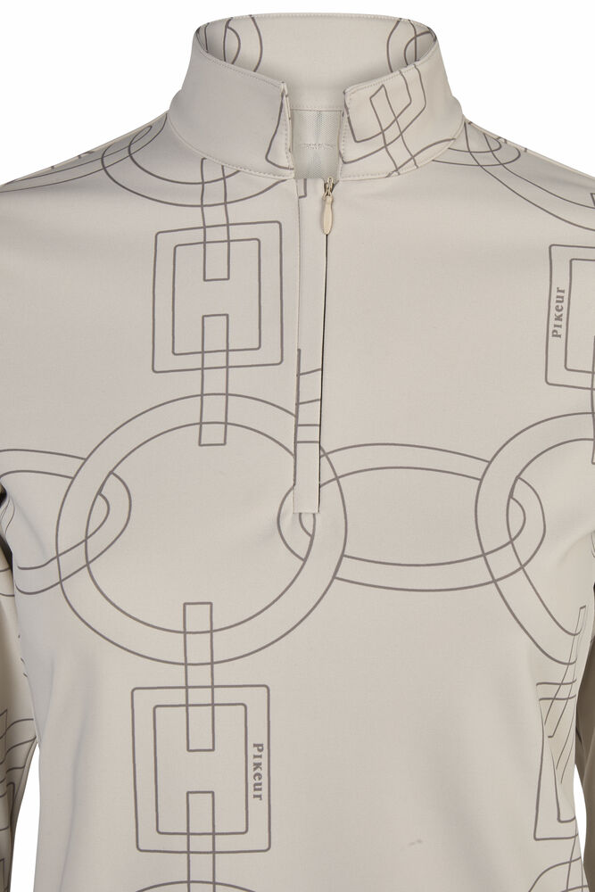 Beige shirt with geometric pattern on a white background