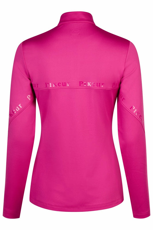 Pink long-sleeve shirt with brand logo on a white background