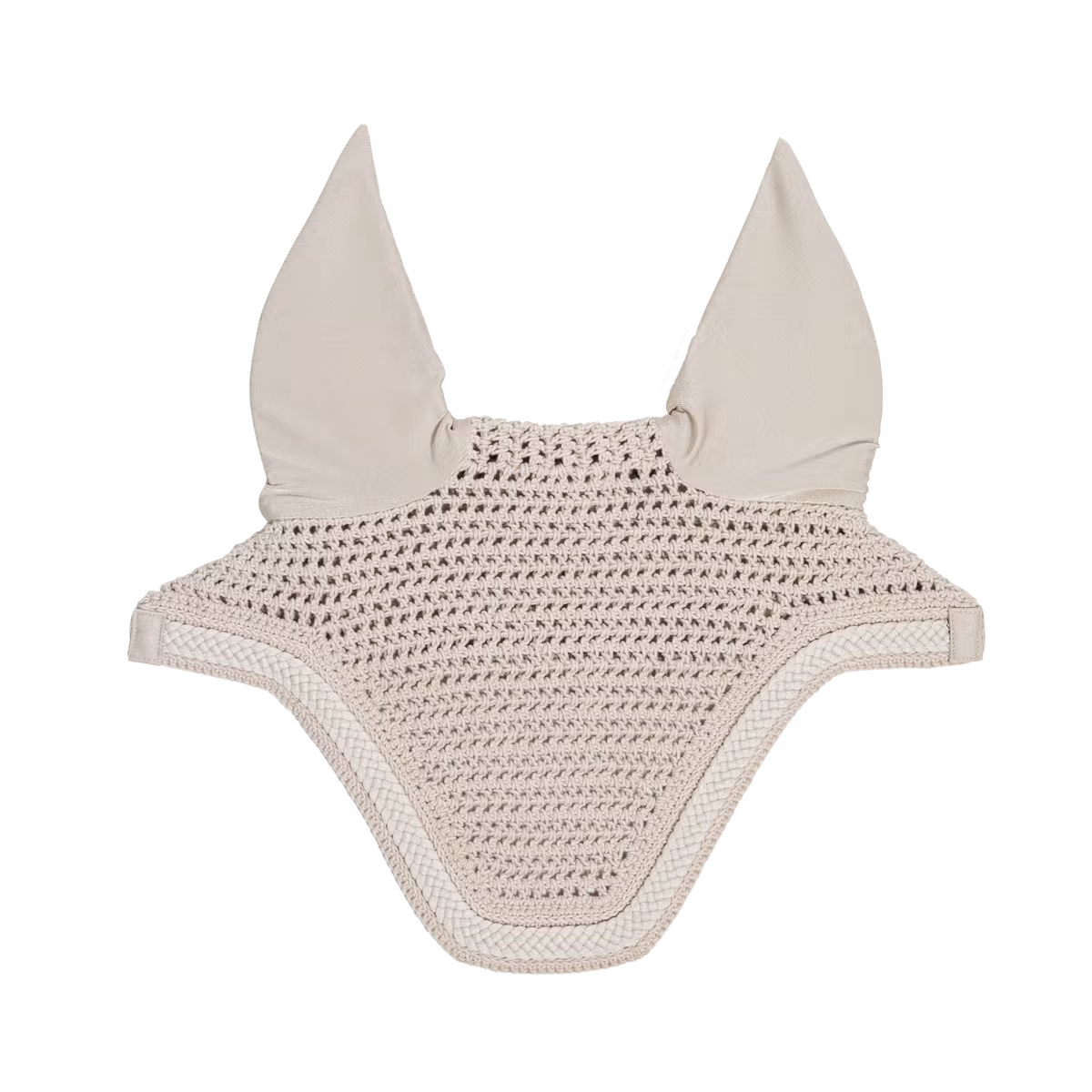 Beige crochet fly veil on a white background