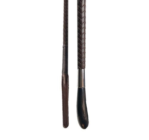Boomerang Equestrian - Celtic Equine Plaited Leather Show Cane Brown W/Buffalo Handle 24"