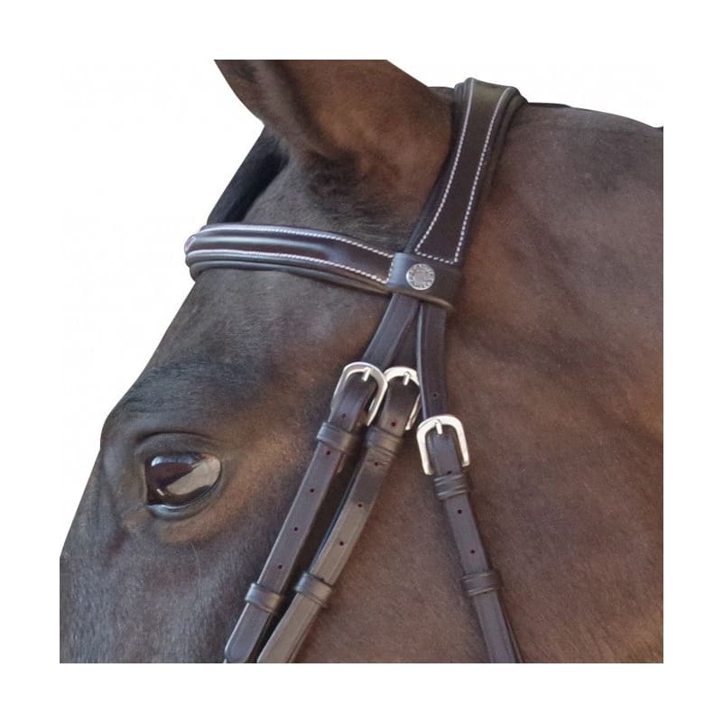 Boomerang Equestrian - Privilege Equitation Fancy Stitched Flash Snaffle Bridle Brown