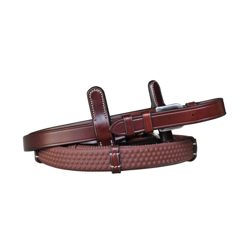 Boomerang Equestrian - Privilege Equitation Lexington Anti Slip Reins With Stops Brown