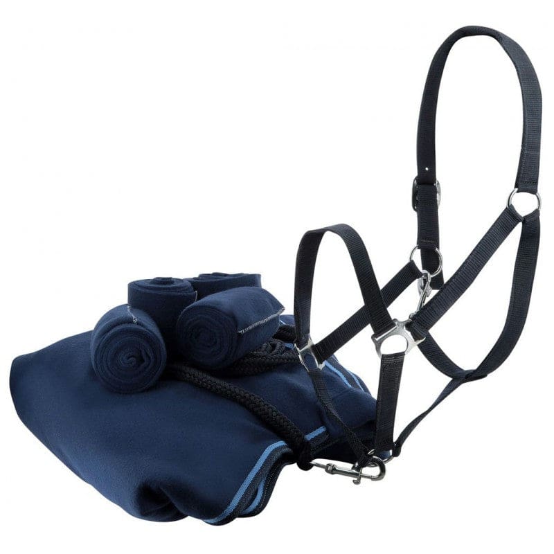 Boomerang Equestrian - Riding World Complete Set (Rug, Headcollar, Rope & Bandages) Navy