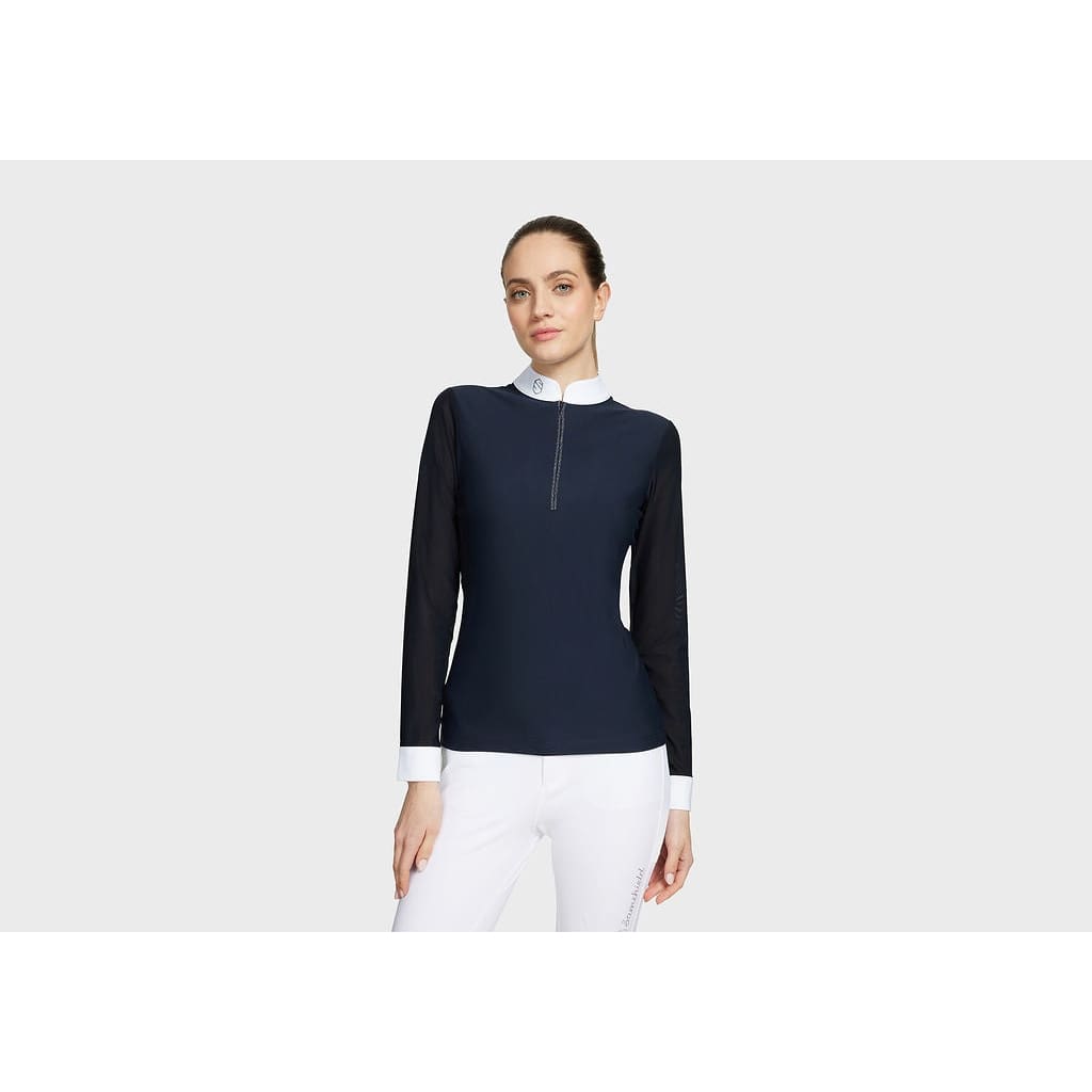 Boomerang Equestrian - Samshield Ladies Long Sleeved Competition Shirt Aloise Boreal Navy Paradise Shine