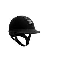  Samshield Miss Shield Helmet Black With Alcantara Jet Hematite Chevron Top Alcantara Frontal Band Black Matt Trim & Black Chrome Blazon - L