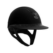 Samshield Miss Shield V2 2.0 Black Helmet With Chrome Black Trim and Crystal Fabric Blazon & Frontal Band - MEDIUM - Helmet