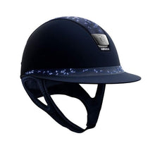  Samshield Miss Shield V2 2.0 Navy Helmet With Crystal Leaf Top & Frontal Band Matt Blue Trim Chrome Black Blazon and 5 Swarowski Crystals -