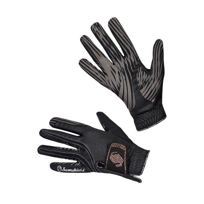 Boomerang Equestrian - Samshield V-Skin Swarowski Gloves Black/Rose Gold Crystals